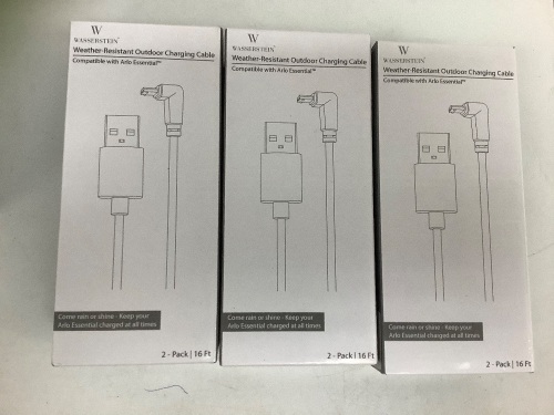 Lot of (3) Weather Resistant Outdoor Charging Cable for Arlo Essential, Appears New, Sold as is - Lot 73