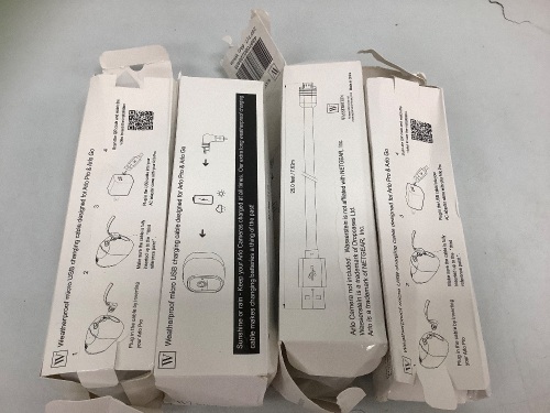Lot of (4) Weatherproof Micro USB Charging Cable for Arlo Camera, Appears New, Sold as is - Lot 345