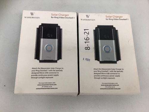 Lot of (2) Solar Charger for Ring Video Doorbell 1, Appears New, Sold as is - Lot 350