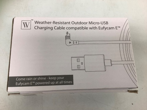 Weather Resistant Outdoor Micro USB Cable for Eufycam E, Appears New, Sold as is - Lot 353