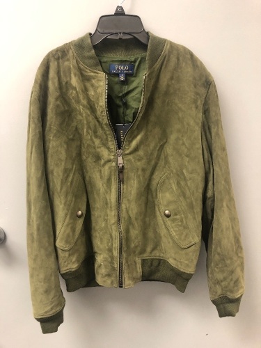 Polo Ralph Lauren Mens Suede Bomber Jacket, M, Appears New w/ Stain on Right Shoulder, Sold as is - Lot 39
