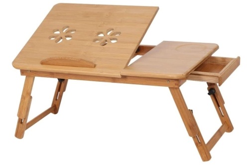Adjustable Bamboo Lap Desk Two Flowers Heat Dissipation Book Reading Tray Stand, Appears New - Lot 208