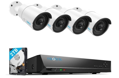 REOLINK 8CH 5MP Home Security Camera System, 4pcs Wired 5MP Outdoor PoE IP Cameras, 8MP 8CH NVR with 2TB HDD for 24-7 Recording, RLK8-410B4-5MP, E-Comm Return, Untested - Lot 201