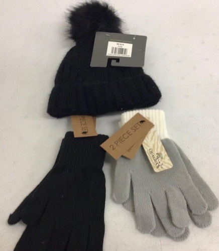 1 Womens Beanie and 2 Sets of Gloves, Appears new, Sold as is - Lot 836