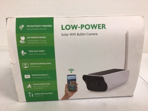Low Power Solar WiFi Bullet Camera, E-Commerce Return, Sold as is - Lot 755