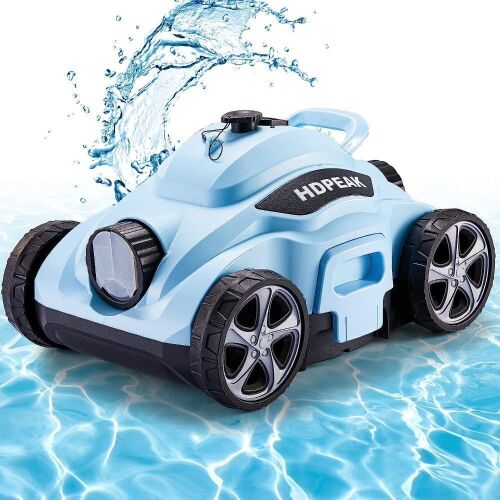HDPEAK Cordless Robotic Pool Cleaner, Lasts 110 Mins, Auto-Parking, Rechargeable, Ideal for Above/In-Ground Pools Up to 50 feet, Blue  - Lot 21