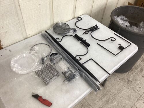 4-Hook Bird Feeding Station, Steel Feeder Stand w/ 2 Bird Feeders - 91in  - Lot 264