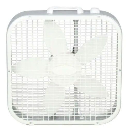 Lasko Save-Smart Energy Efficient 20 in. 3 Speed White Box Fan with Built-In Carry Handle - Lot 277
