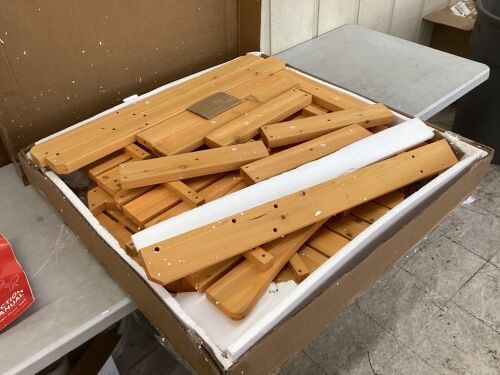 6-Person Circular Wooden Picnic Table w/ Umbrella Hole, 3 Benches - Couple Chipped Pieces - Lot 325