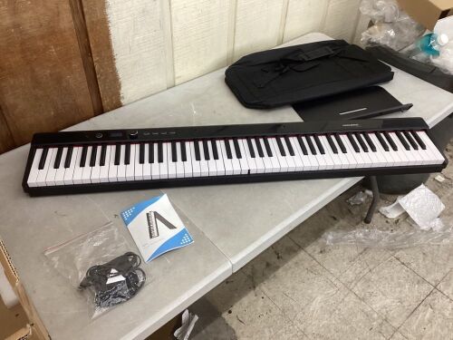 Coolmusic Beginner Digital Piano 88 Key Full Size Weighted Keyboard with Sustain Pedal, Power Supply  - Lot 330