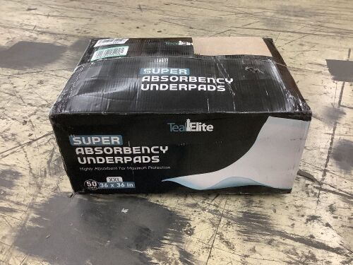 TealElite Super Absorbency Underpads XXL 36" x 36"  - Lot 590