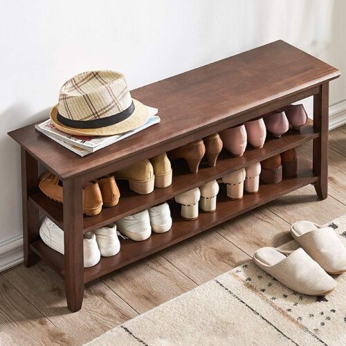 XKZG Rustic Solid Wood Entryway Shoe Bench, Brown, 39.4" - Lot 615