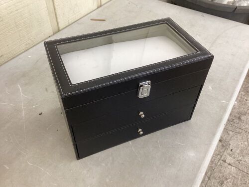 Black Leather Watch and Eyeglass Storage Case  - Lot 638