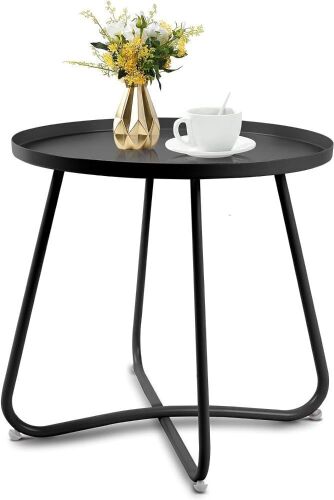 Babion Black Outdoor Steel Side Table - Lot 649