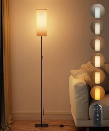 bedee Modern Standing Floor Lamp 6 Color Temperature 20W with Remote Control Dimmable - Lot 657