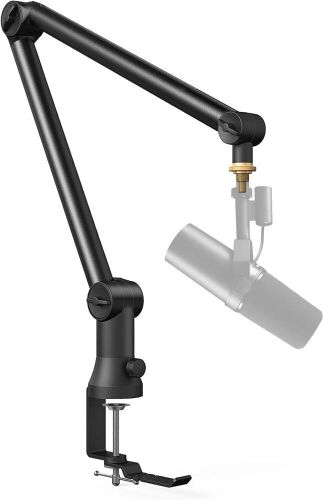 Bietrun Mic Arm Desk Mount for Shure SM7B/MV7/Blue Yeti/Nano/Hyperx Quadcast, Adjustable 360° Rotatable Universal Heavy Duty Metal Mic Arm with 3/8" to 5/8" Adapter, Cable Trough, Headset Hook  - Lot 669