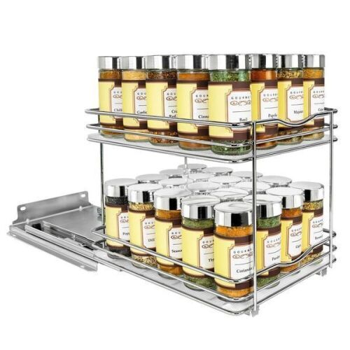 Lynk Professional Slide Out Vertical 8.25" Double Metal Spice Rack Silver - Lot 688