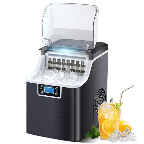 45Lbs/24H Portable Compact Ice Cube Maker, Auto Self-Cleaning, 2 Ways to Add Water, with Ice Scoop & Basket - Lot 388