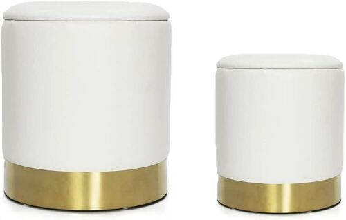 YYW HOME White Faux Leather Storage Ottomans, Pack of 2  - Lot 422