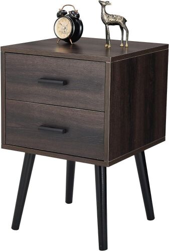 Hoorlang Nightstand with 2 Drawers, Black Oak  - Lot 425