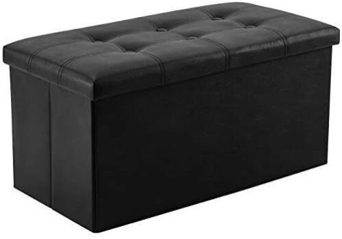 YOUDENOVA 30 inches Faux Leather Folding Storage Ottoman with Foam Padded Seat, Black, Support 350lbs  - Lot 445