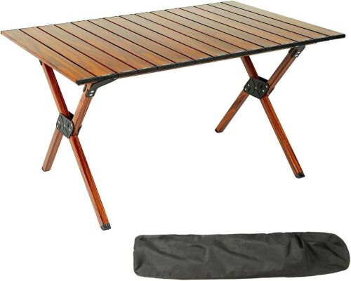 ROCK CLOUD Aluminum Folding Camping Table, 34x24 in, Wood Grain  - Lot 453