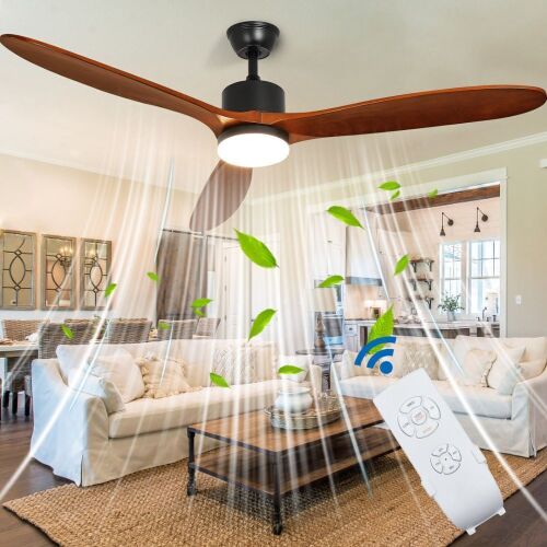 Depuley 60" Ceiling Fan with Light, 3 Rubber Wood Blades, Remote Control, Timer - Lot 458