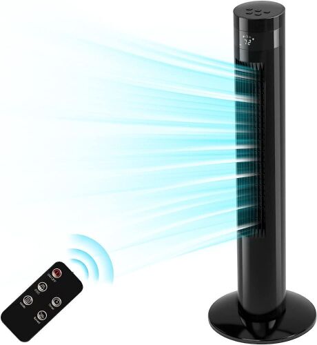 Antarctic Star Portable Electric Oscillating Fan, 3 Speeds Wind Modes Timer, 36 inch, Black - Lot 394