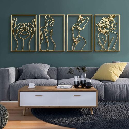 Glamativity 4 Pack Gold Wall Art Décor 22.5" x 15.7"  - Lot 412