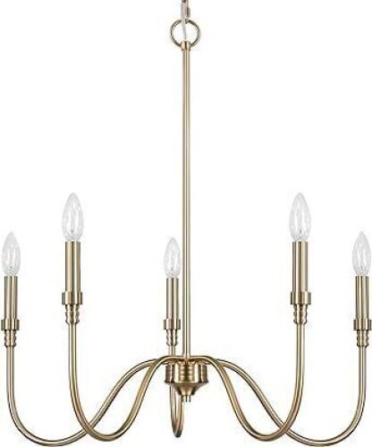 Homebelife 5 Light Farmhouse Chandelier Light Fixture, Brushed Gold - Lot 552
