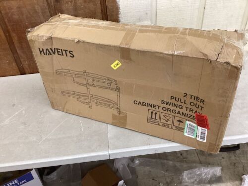 HAVEITS 2 Tier Pull Out Swing Tray Cabinet Organizer  - Lot 586