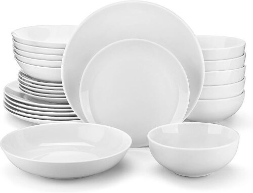 MALACASA 24-Piece Gourmet Porcelain Dinnerware Set for 6   - Lot 555