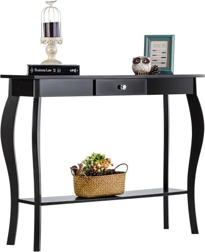 ChooChoo Narrow Console Table with Drawer, Black  - Lot 557