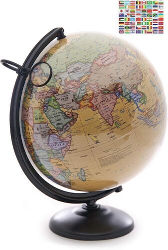 12 Inch World Globe with Metal Stand and Magnifying Glass - Lot 567