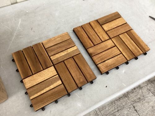 Acacia Wood Deck Tiles, 12" x 12", 10 Pc  - Lot 569