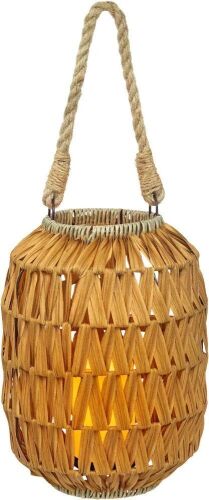 Bdor Natural Rattan Outdoor Hurricane Lantern with Removable LED Candle  - Lot 528