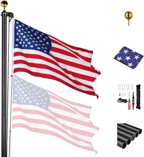 20Ft Black Sectional Flag Pole Kit  - Lot 548