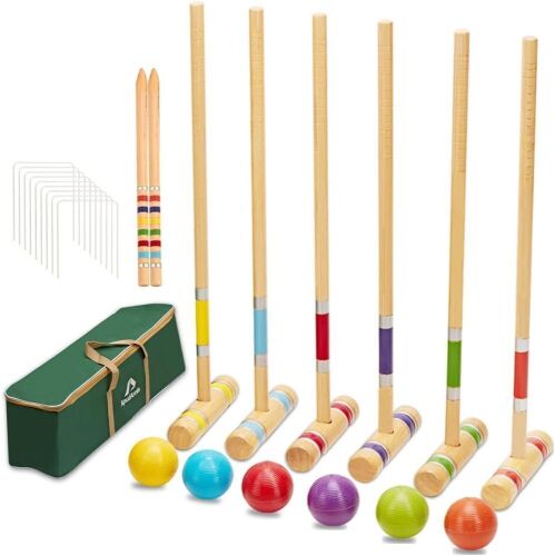 ApudArmis 28" Six Player Croquet Set with Premiun Rubber Wooden Mallets  - Lot 549