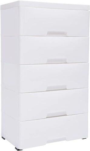 5 Drawer Plastic Storage Tower with Casters, 12" x 18" x 33"  - Lot 509