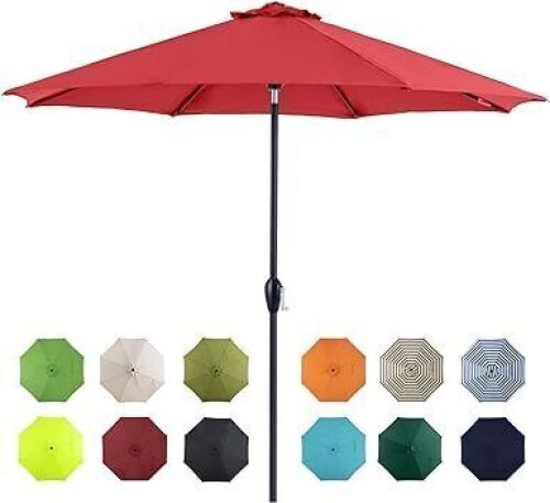 Tempera 9' Outdoor Market Patio Table Umbrella with Push Button Tilt and Crank - Lot 525