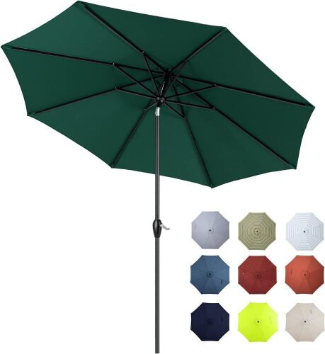 Tempera 9Ft Push Button Tilt Flora Patio Umbrella Forest Green - Lot 537