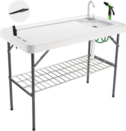 Avocahom Folding Fish Cleaning Table Portable Camping Sink with Faucet Drainage Hose & Sprayer  - Lot 217