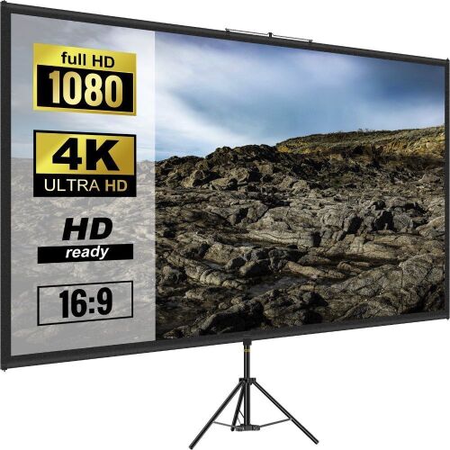 VEVOR Tripod Projector Screen with Stand 90 inch 16:9 4K HD - Lot 221