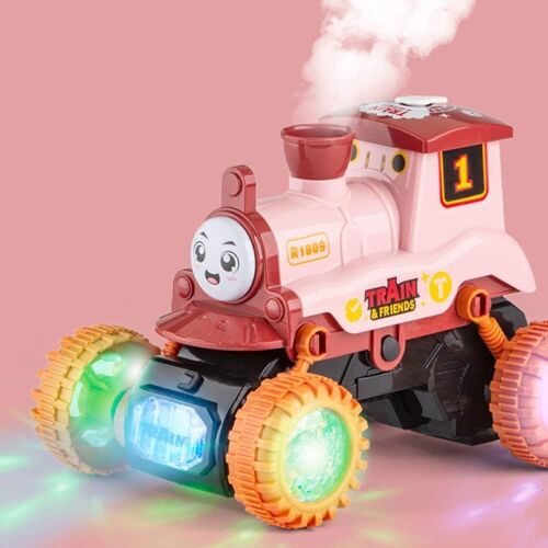 OLMATT Electric Toy Train Creative Swing Stunt Car 360° Rotating Vehicle, Spray, Smoke, Lights & Sounds - Lot 224