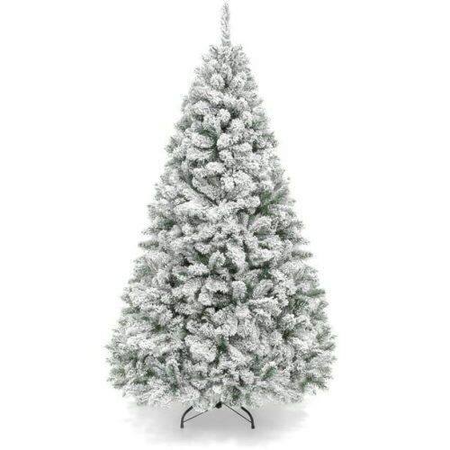 4.5ft Snow Flocked Christmas Tree, Premium Holiday Pine Branches, Foldable Metal Base - Lot 114