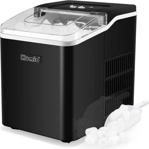 KUMIO Countertop Ice Machine, 9 Bullet Ice in 6-8 Mins, 26.5 lbs in 24 hrs, Self-Cleaning - No Box - Lot 102