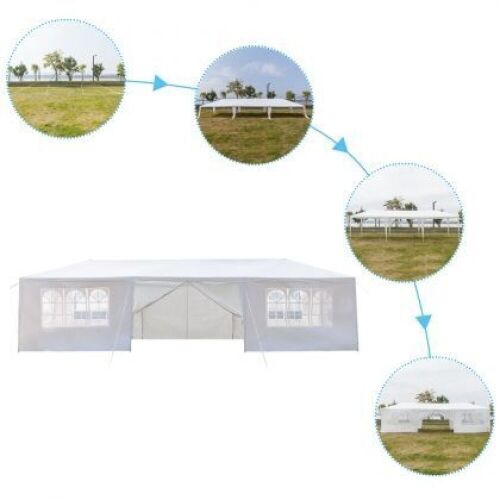 10'x30' Outdoor Canopy Party Wedding Tent White Pavilion 8 Removable Walls  - Lot 82