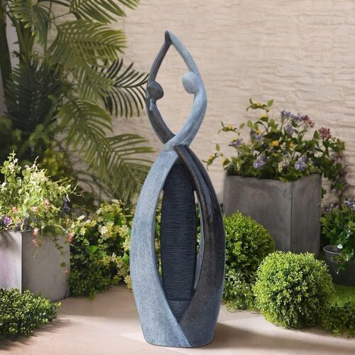 Graceful Dancing Couple Outdoor 57" Cast Stone Fiberglass Decorative Water Fountain in Marble Color  - Lot 17