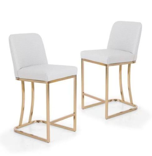 24 in. Counter Height Bar Stool Metal Frame Cushioned Seat With Knit Design, Set of 2  - Lot 66