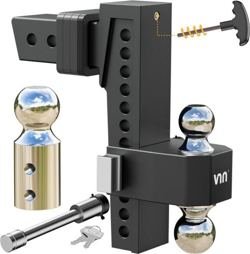 VNN 2.5 Inch Receiver Hitch, Tri-Ball(1-7/8'', 2'', 2-5/16''), 10 Inch Drop, 18500 LBS   - Lot 68